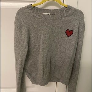 Aritzia Sunday best grey heart sweater size S